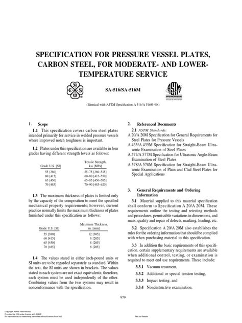 SPECIFICATION FOR PRESSURE VESSEL PLATES, 